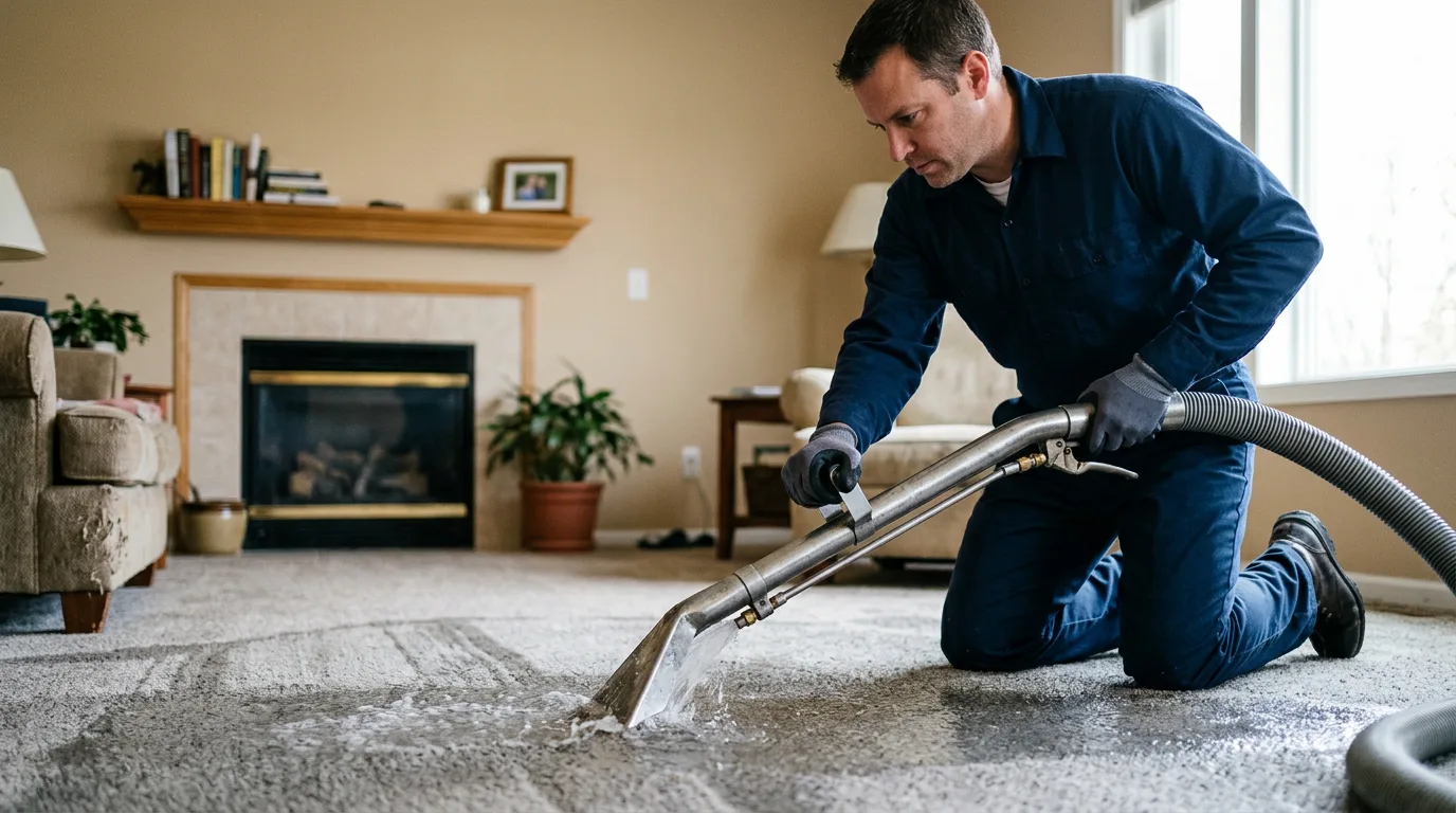 Water damage restoration technician working near Aberdeen, MS